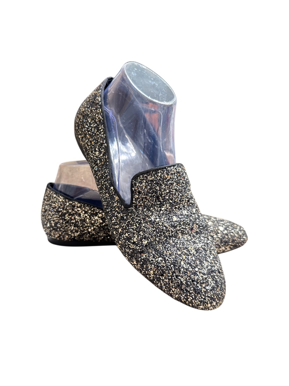BIRDIES THE STARLING GUN METAL GLITTER LOAFERS